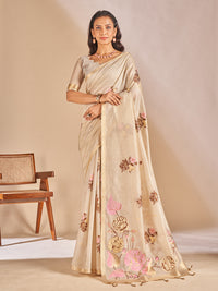 Leela Cotton In Beige With Brown Motifs