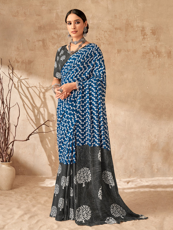 Vibrant Bandhej in Navy Blue