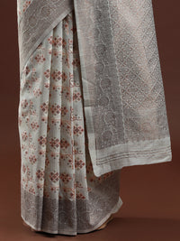 Woven Design Chanderi Cotton Saree in Light Grey