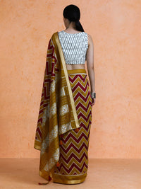 Sumitra Cotton in Maroon and Mustard