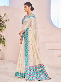 Aafreen Cotton in Beige and Blue