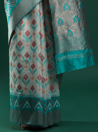 Woven Design Chanderi Cotton Saree in Light Grey