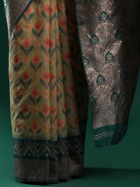 Woven Design Chanderi Cotton Saree in Dark Yellow