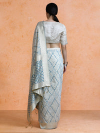 Devi Cotton in Beige with Light Blue Motifs