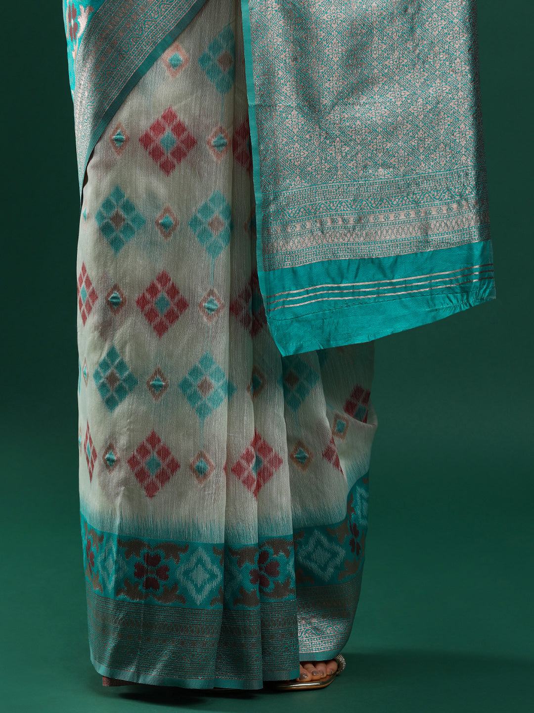 Woven Design Chanderi Cotton Saree in Light Grey