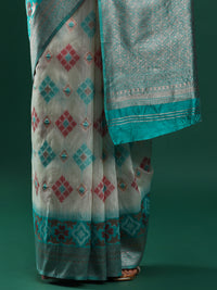 Woven Design Chanderi Cotton Saree in Light Grey