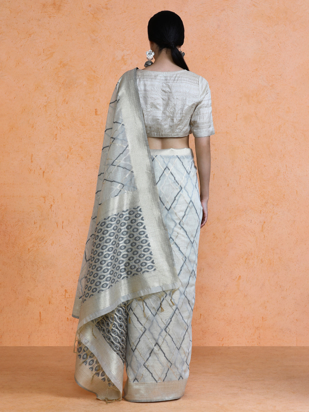 Devi Cotton in Beige with Black Motifs