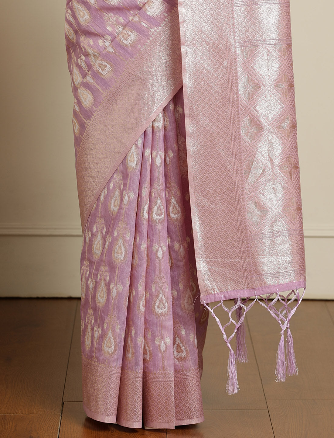 Ethnic Motifs Woven Design Muga Saree With Unstitched Blouse in Purple