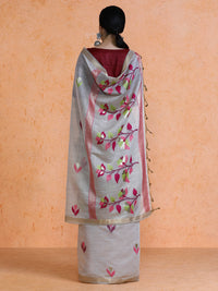 Rithika Cotton in Beige with Pink Motifs