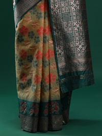 Woven Design Chanderi Cotton Saree in Dark Yellow