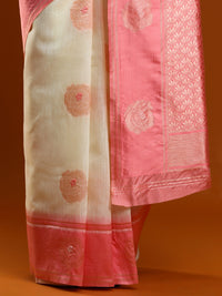 Sarha Woven Design Zari Muga Saree in Cream