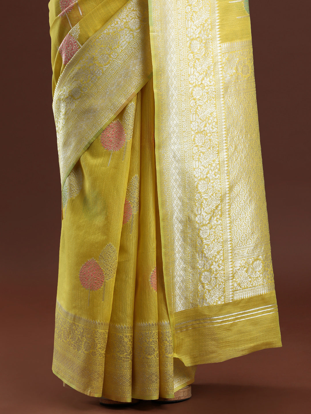 Woven Design Chanderi Cotton Saree in Yellow