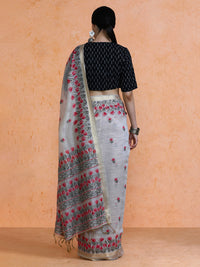 Aranya Cotton in Beige with Pink Motifs