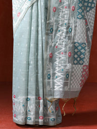 Handloom Geometric Woven Design Chanderi Saree in blue