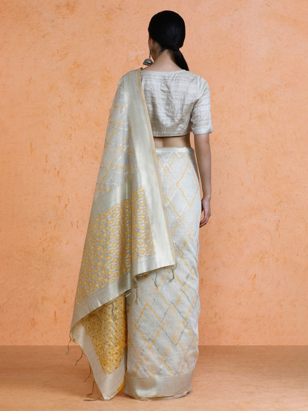 Devi Cotton in Beige with Yellow Motifs