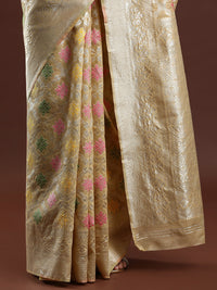 Woven Design Chanderi Cotton Saree in Beige
