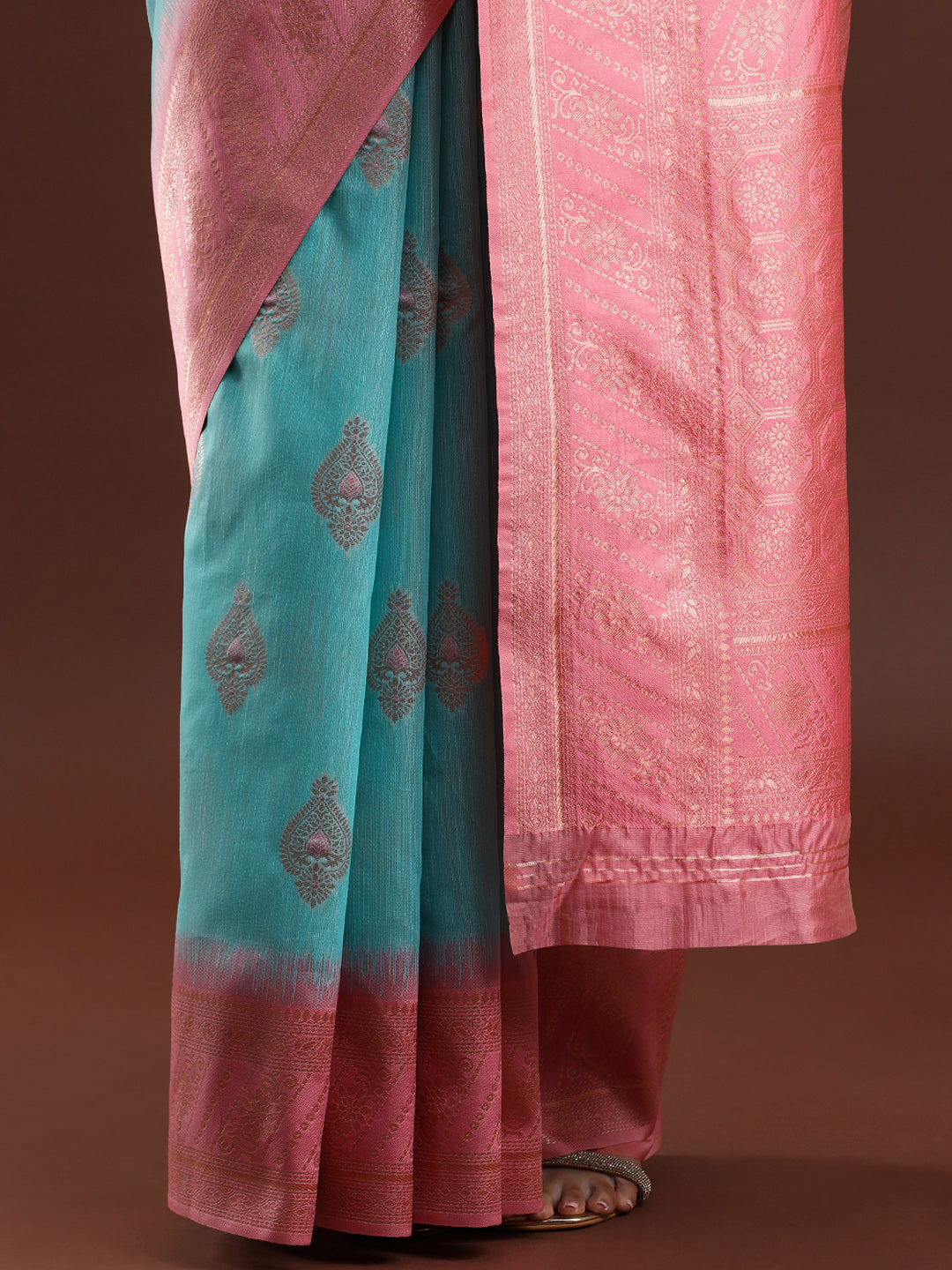 Woven Design Chanderi Cotton Saree in Light Blue