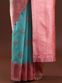 Woven Design Chanderi Cotton Saree in Light Blue