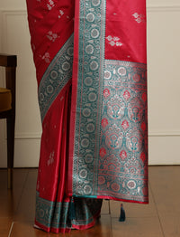 Woven Design Zari Banarasi Saree in Pink