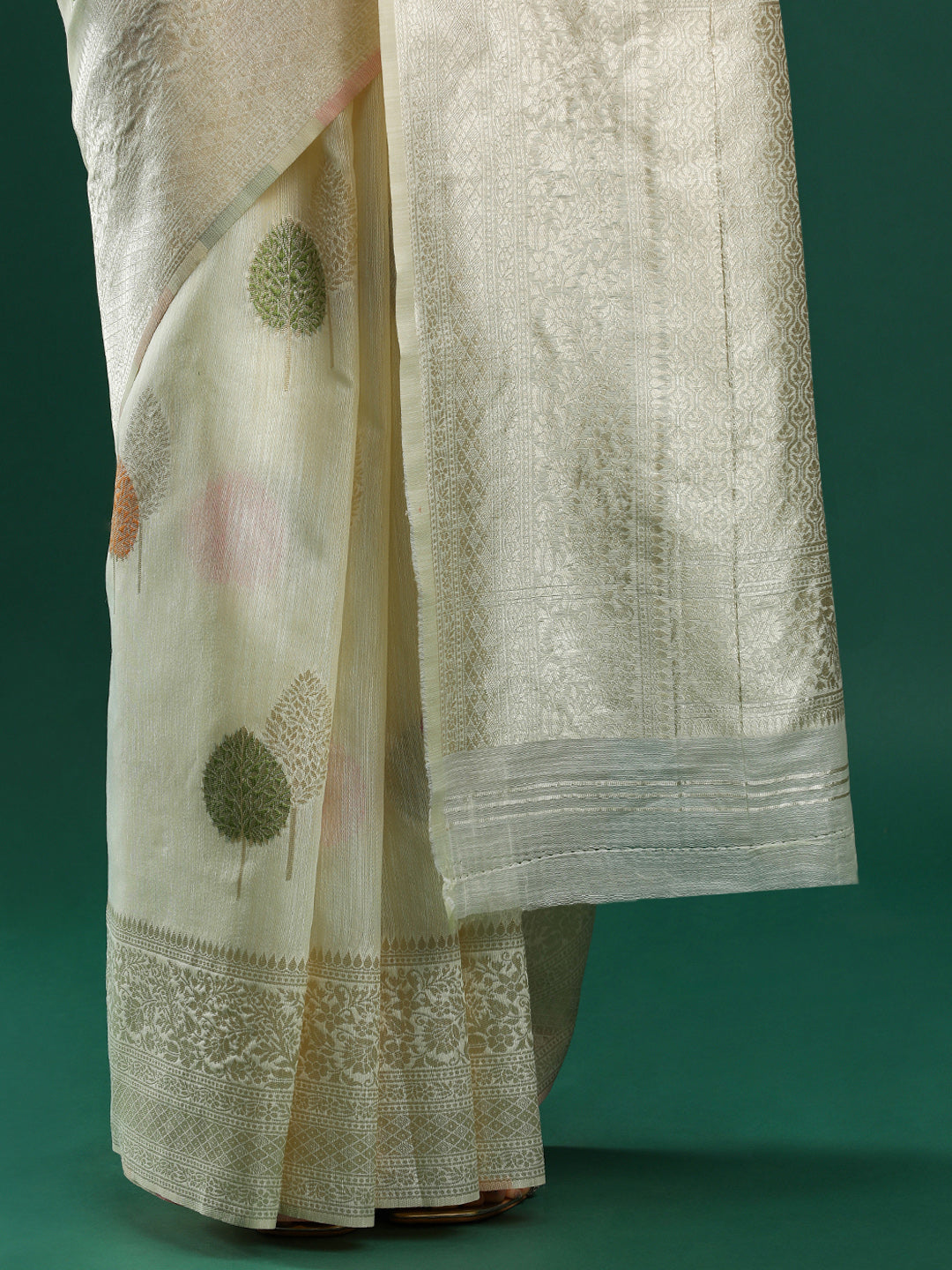 Woven Design Chanderi Cotton Saree in Cream