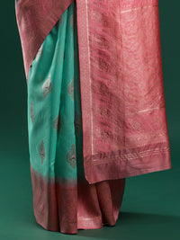 Woven Design Chanderi Cotton Saree in Sea Green