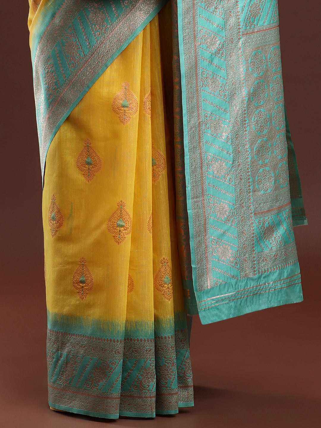 Woven Design Chanderi Cotton Saree in Yellow