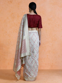 Devi Cotton in Beige with Red Motifs