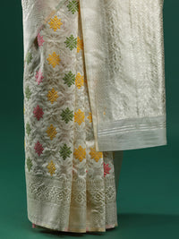 Woven Design Chanderi Cotton Saree in Cream