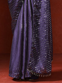 Women Sequinned Embellished Heavy Work Saree in purple