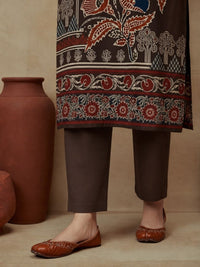 Printed Cotton Blend Round Neck Kurta & Trousers With Dupatta