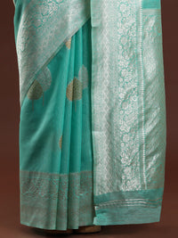 Woven Design Chanderi Cotton Saree in Sea Green