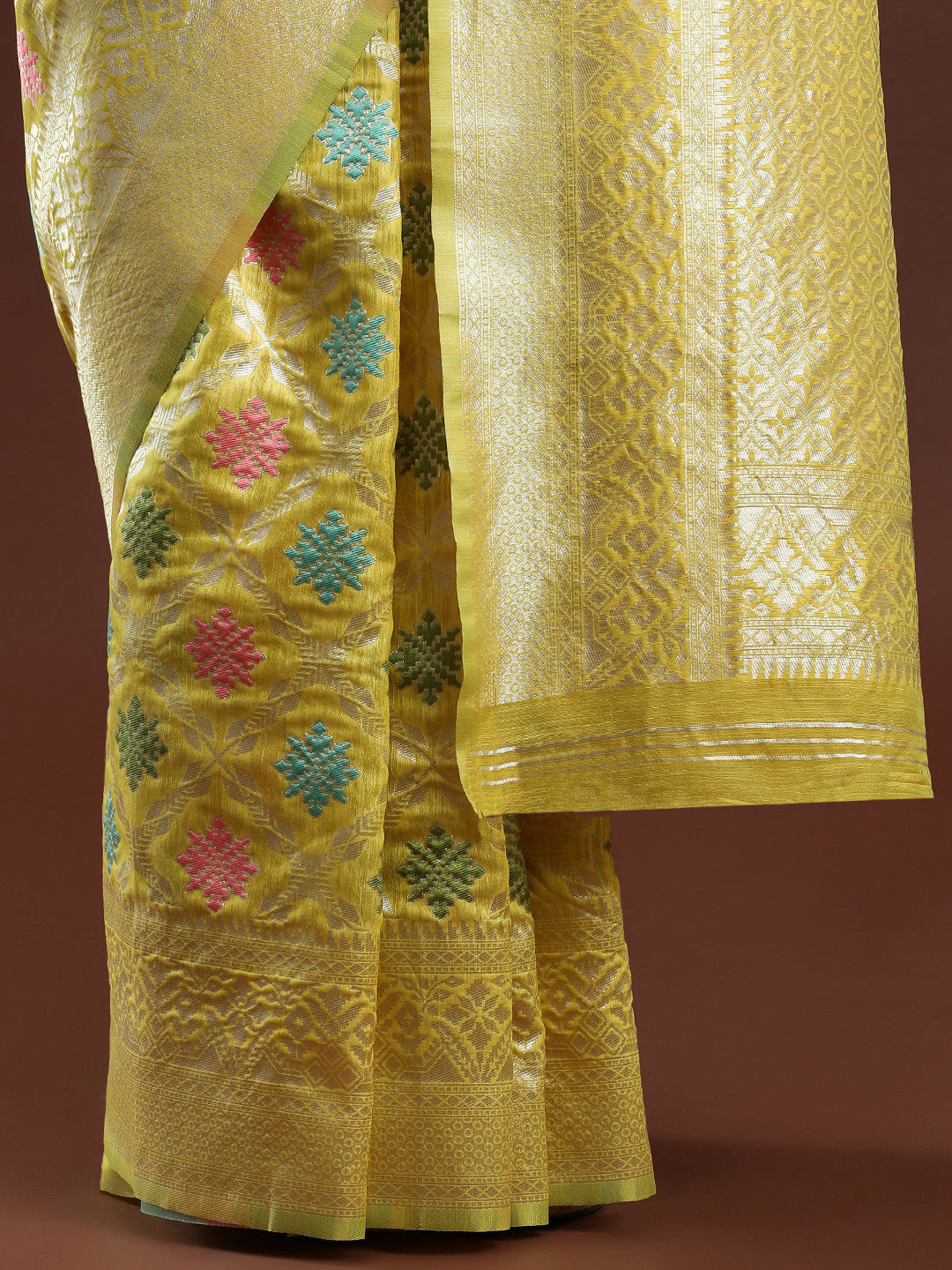 Woven Design Chanderi Cotton Saree in Yellow