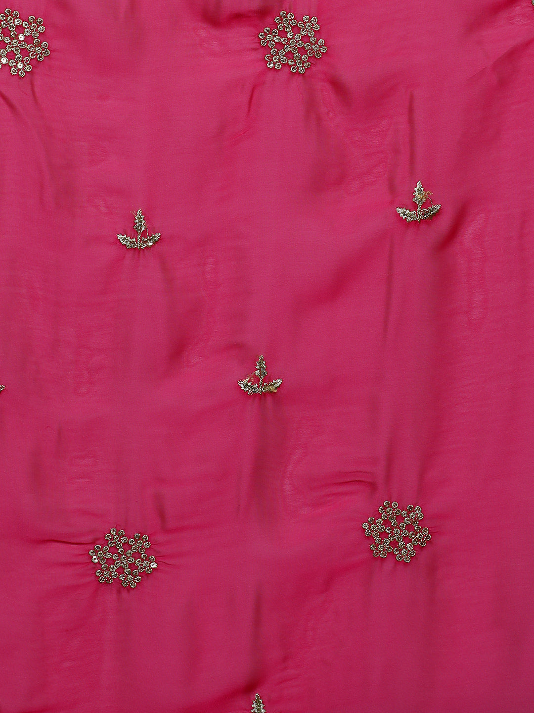 Ethnic Motifs Embroidered Sequinned Saree in pink