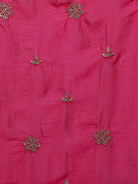 Ethnic Motifs Embroidered Sequinned Saree in pink
