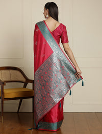 Woven Design Zari Banarasi Saree in Pink