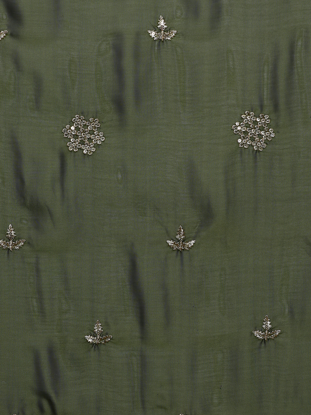 Ethnic Motifs Embroidered Sequinned Saree in green