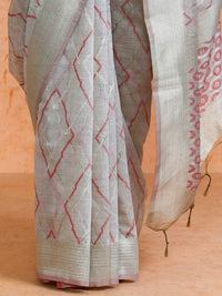 Devi Cotton in Beige with Red Motifs