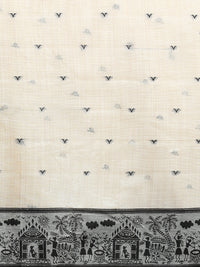 Woven Design Chanderi Cotton Saree with Black Motifs