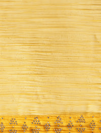 Floral Embroidered Beads and Stones Saree in Yellow