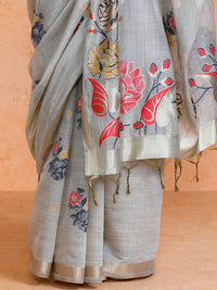 Leela Cotton in Beige with Red Motifs