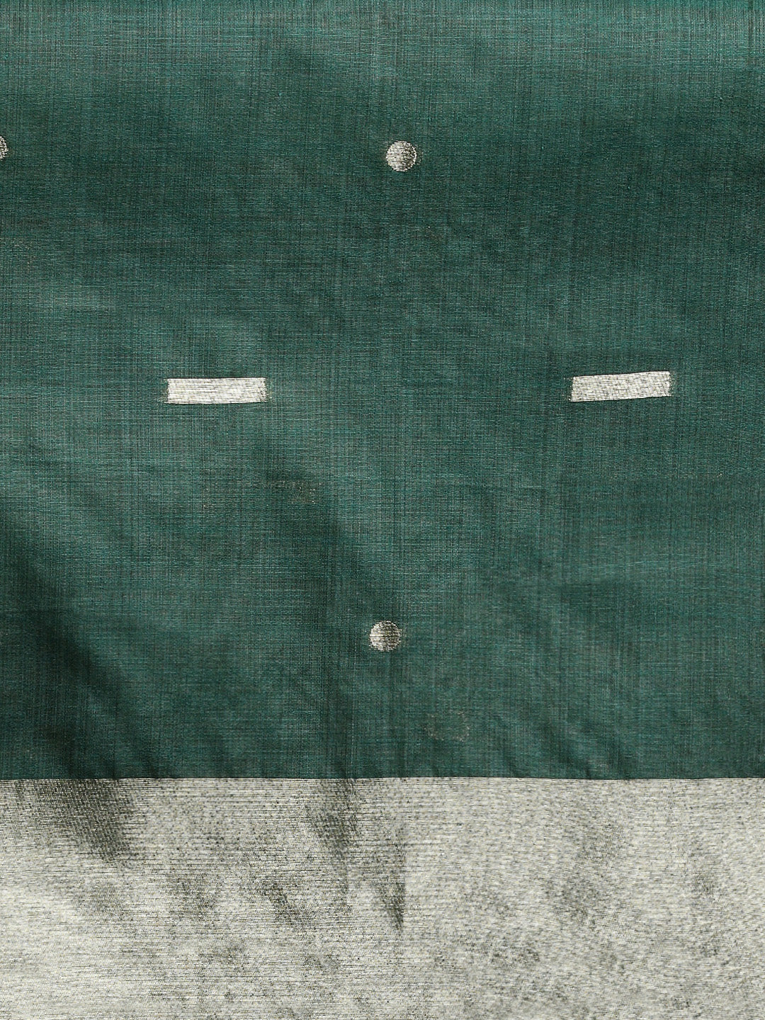 Woven Design Floral Muga Cotton Saree in Green Motifs