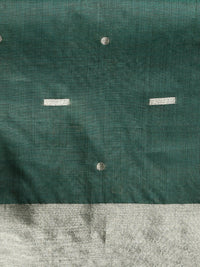 Woven Design Floral Muga Cotton Saree in Green Motifs