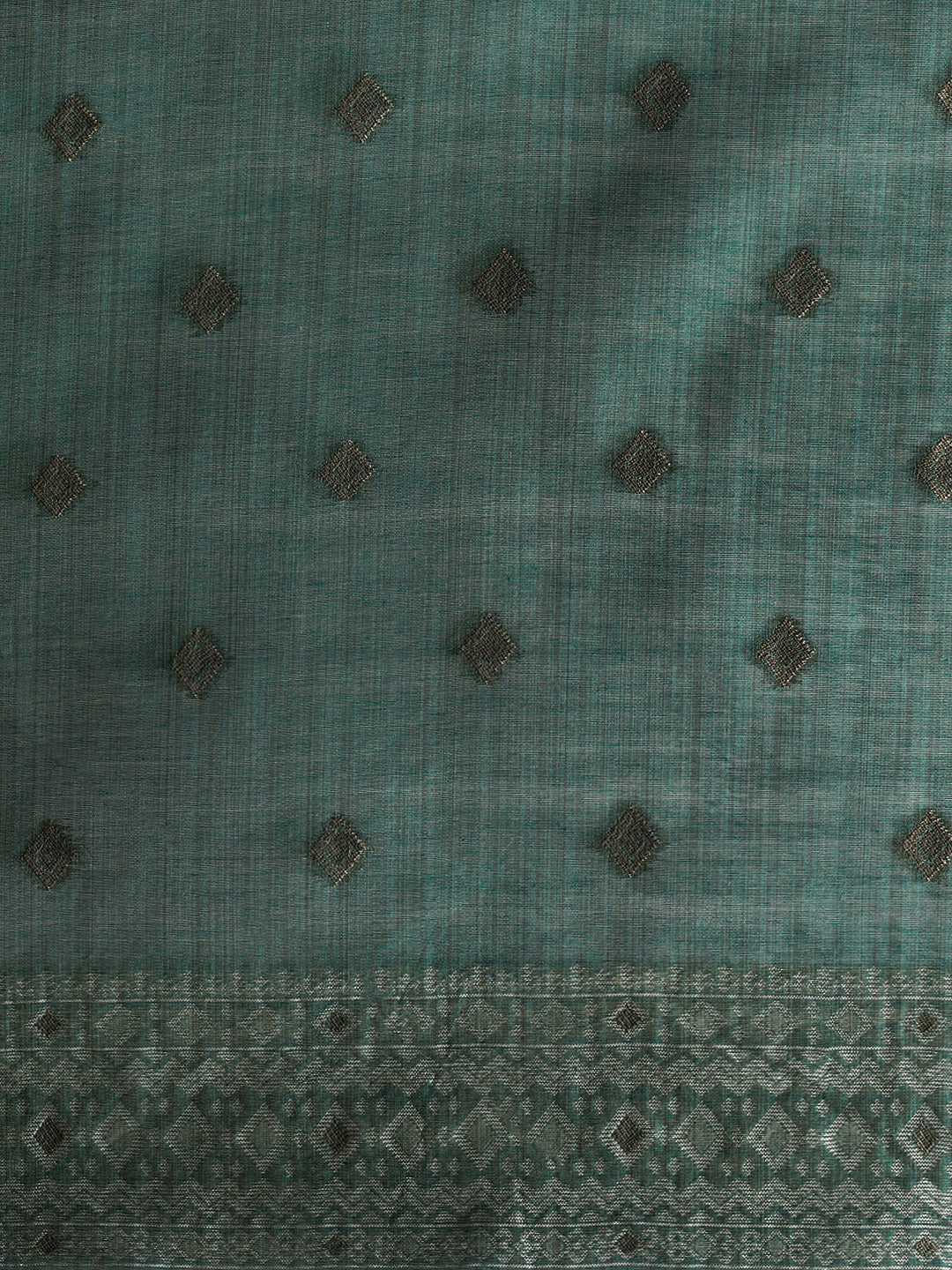 Sarha Woven Design Zari Saree With Unstitched Blouse Piece in Green