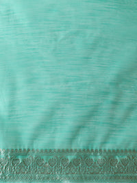 Sarha Ethnic Motifs Woven Design Zari Chanderi Saree in Sea Green