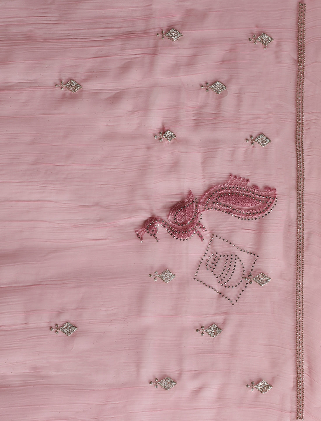 Ethnic Motif Woven Design Zari Indian Bridal Saree in Pink