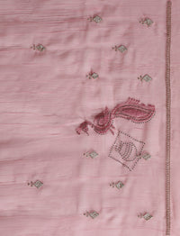 Ethnic Motif Woven Design Zari Indian Bridal Saree in Pink
