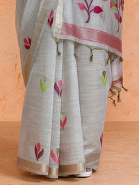 Rithika Cotton in Beige with Pink Motifs