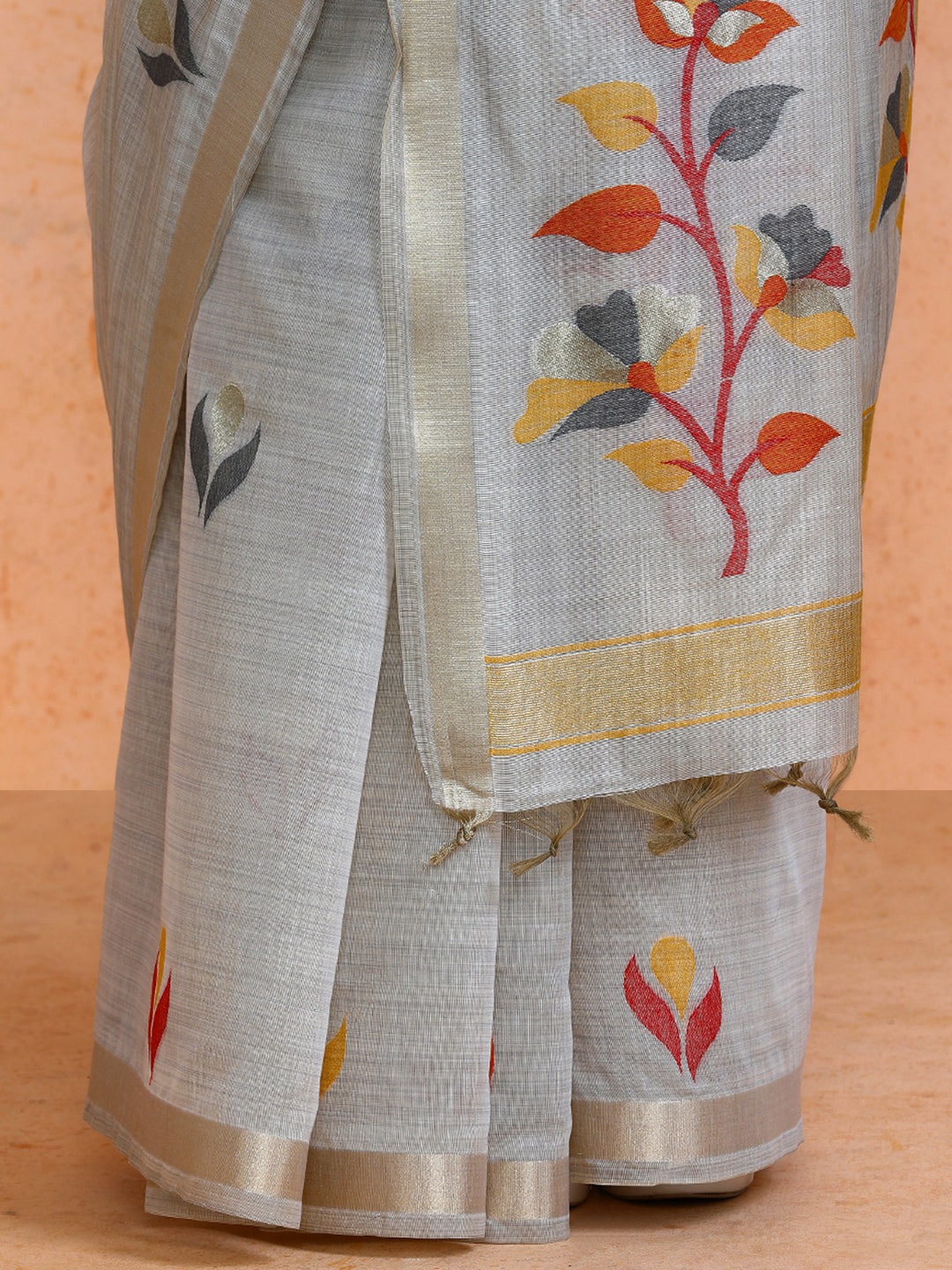 Rithika Cotton in Beige with Yellow Motifs