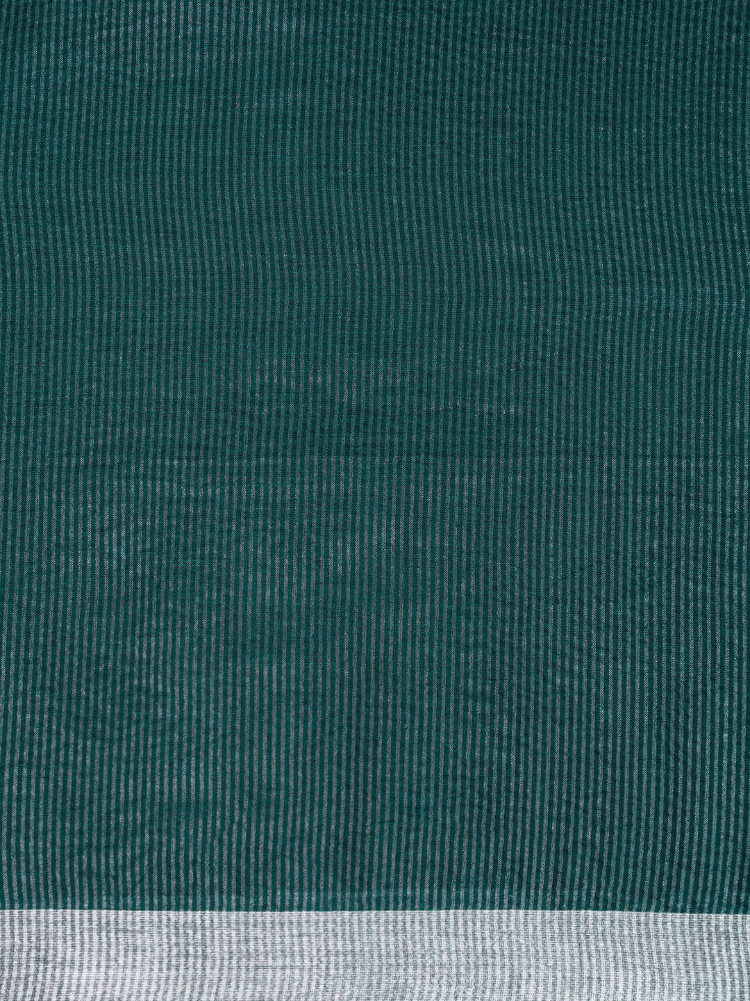 Woven Design Solid Bhagalpuri Linen Saree in Dark Green