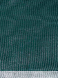 Woven Design Solid Bhagalpuri Linen Saree in Dark Green